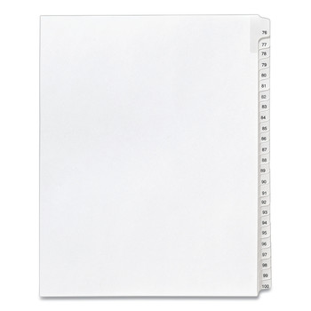 Avery 01704 11 x 8.5 Allstate Style Preprinted Legal Exhibit Side 76 to 100 Tab Index Dividers - White (25-Pieces/Set)