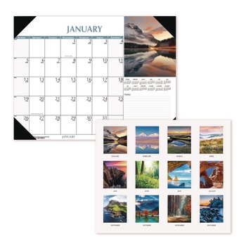 House of Doolittle 1476 18.5 in. x 13 in. 12-Month (Jan-Dec 2026) Earthscapes Scenic Desk Pad Calendar - White Sheets/Black Binding/Corners
