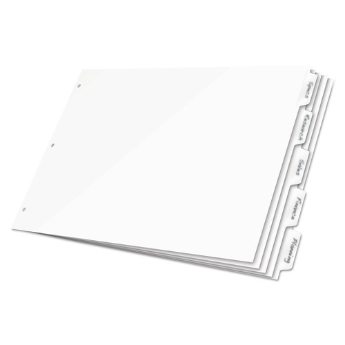 Binders | Cardinal 84270CB 11 in. x 17 in. 5-Tab Write 'n Erase Tabloid Index Dividers - White image number 0