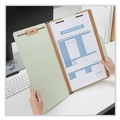 File Folders | Universal UNV10296 3-Divider 8-Section Legal Size Pressboard Classification Folders - Green (10/Box) image number 3