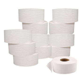 GEN GEN202 3.25 in. x 720 ft. 2-Ply Septic Safe Jumbo JRT Bath Tissue - White (12 Rolls/Carton)