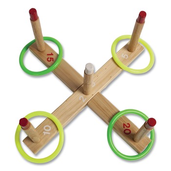 Champion Sports QS1 Plastic/Wood Ring Toss Set - Assorted Colors (9-Piece/Set)