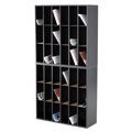 Filing Racks | Safco 7765BL 33.75 in. x 12 in. x 32.75 in. 18 Compartments Stackable Wood Mail Sorter with Adjustable Dividers - Black image number 2