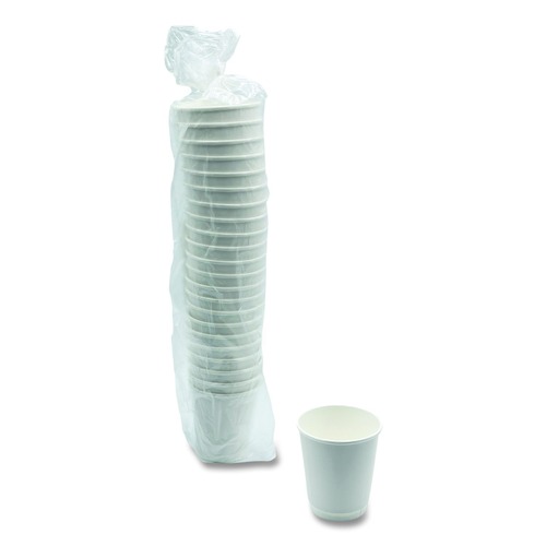 Cups and Lids | Boardwalk BWKDW10HCUPPK 10 oz Double-Walled Paper Hot Cups - White (25/Pack) image number 0