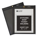 Sheet Protectors | C-Line 45911 Super Heavy-Duty 8.5 in. x 11 in. Insert Stitched Shop Ticket Holders - Clear Front, Black Pressboard Back, Black Border (25/Box) image number 2