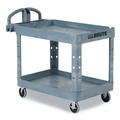 Cleaning Carts | Rubbermaid Commercial 2192464 BRUTE Heavy-Duty Ergo Handle Utility Cart Plastic Two Shelves 500 lb Capacity 25.5-in x 44-in x 39-in Gray image number 0
