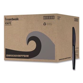 TABLETOP AND SERVEWARE | Boardwalk BWKKNIHWPPBIW Heavyweight Wrapped Polypropylene Knife - Black (1000/Carton)