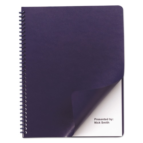 Binding Covers | GBC 2000711 11.25 in. x 8.75 in. Leather-Look Unpunched Presentation Covers for Binding Systems - Navy (100 Sets/Box) image number 0