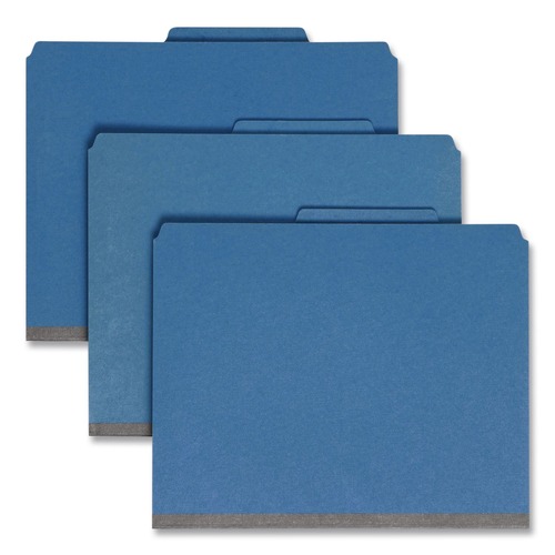 File Folders | Smead 14032 6-Section Pressboard Top Tab Classification Folders with 6 SafeSHIELD Fasteners - Letter Size/Dark Blue (10/Box) image number 0