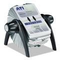 Desk Accessories & Office Organizers | Durable 241701 8.75 in. x 7.13 in. x 8.06 in. VISIFIX Plastic Flip Rotary Business Card File Holds 400 2.88 in. x 4.13 in. Cards - Black/Silver image number 0