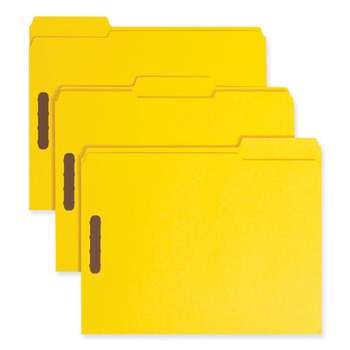Smead 12940 0.75 in. Expansion 2 Fasteners Letter Size Top Tab Colored Fastener Folders - Yellow Exterior (50/Box)