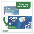 Washable Markers | EXPO 86003A Low-Odor Bullet Tip Dry-Erase Marker - Fine/Blue (1-Dozen) image number 5