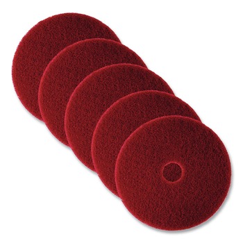 3M 5100-14 14 in. Low-Speed Buffer Floor Pads - Red (5/Carton)