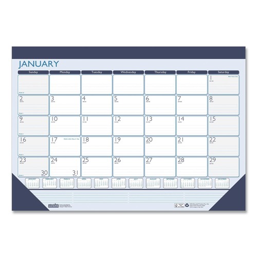 Clearance Center | House of Doolittle 151 22 in. x 17 in. 12-Month (Jan-Dec 2026) Recycled Contempo Desk Pad Calendar - White/Blue Sheets/Blue Binding/Blue Corners image number 0