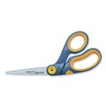Arts & Crafts Supplies | Westcott 14850 8 in. Long x 3.25 in. Cut Length Non-Stick Titanium Bonded Scissors - Crane-Style Gray/Yellow Handle image number 0