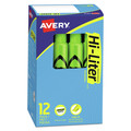 Highlighters | Avery 24020 HI-LITER Desk-Style Chisel Tip Highlighters - Fluorescent Green Ink/Black Barrel (1-Dozen) image number 0