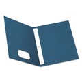 File Folders | Oxford 57702 11 in. x 8.5 in. 0.5 in. Capacity Twin-Pocket Folders with 3 Fasteners - Blue (25/Box) image number 0