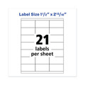 Labels | Avery 05360 1.5 in. x 2.81 in. Copier Mailing Labels - White (21/Sheet, 100 Sheets/Box) image number 1