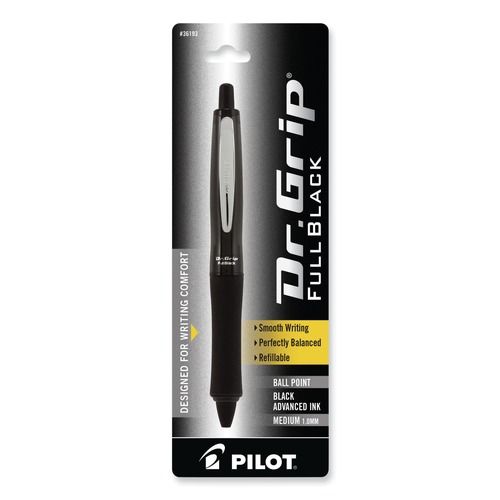 Pens | Pilot 36193 Dr. Grip FullBlack Advanced Ink Medium 1 mm Ballpoint Pen - Black Ink/Black Barrel image number 0