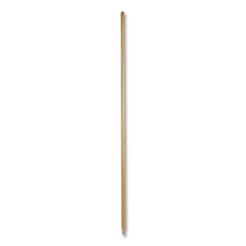 Brooms | Boardwalk BWK137 Heavy-Duty Threaded End Lacquered Hardwood 1.13 in. Diameter x 60 in. Broom Handle - Natural image number 0