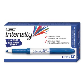 MARKERS | BIC GDE11 BLU Intensity Low Odor Dry Erase Marker - Fine Bullet Tip/Blue (1-Dozen)