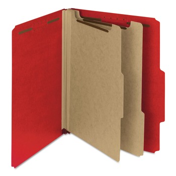 Smead 14061 2 in. Expansion Recycled Pressboard 6-Fastener Classification Folders - Letter Size/Bright Red (10/Box)