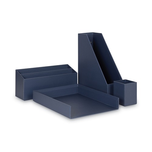 Desktop Organizers | U Brands 3631U00-02 Four-Piece Chipboard Desk Organization Kit - Navy (2-Piece/Kit) image number 0