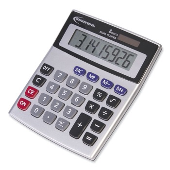 Innovera IVR15927 Dual Power 8-Digit LCD Desktop Calculator