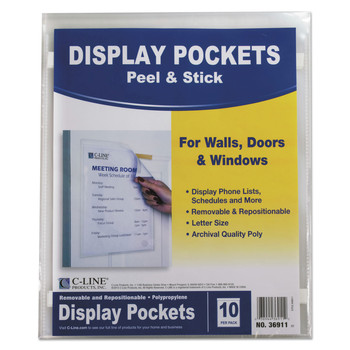 C-Line 36911 8.5 x 11 Polypropylene Display Pockets (10/Pack)