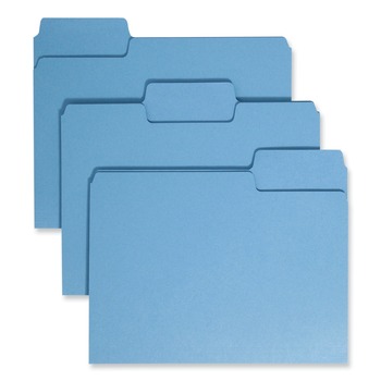 Smead 11986 1/3-Cut Tabs Assorted Letter Size 0.75 in. Expansion SuperTab Colored File Folders - Blue (100/Box)