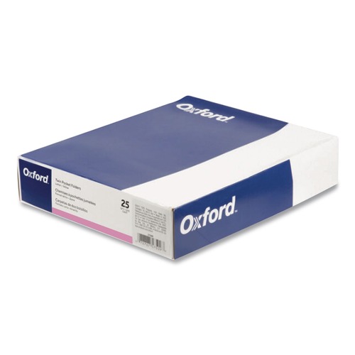 File Folders | Oxford 57568EE 11 x 8.5 0.5 in. Capacity Embossed Leather Grain Paper Twin-Pocket Folder - Pink (25/Box) image number 0