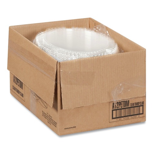 Food Trays, Containers, and Lids | WNA WNA A12PETDM 12 in. Diameter x 2.75 in. h Caterline Plastic Dome Lids - Clear (25/Carton) image number 0