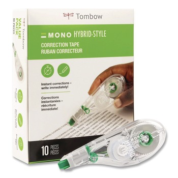 ERASERS AND CORRECTION SUPPLIES | Tombow 68721 0.17 in. x 394 in. MONO Non-Refillable Hybrid Style Correction Tape - Clear Applicator (10/Pack)