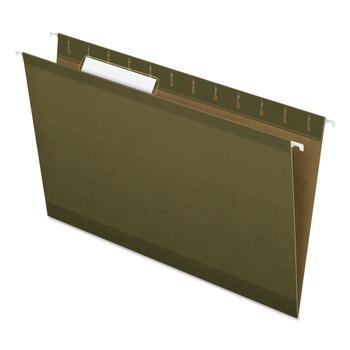 Pendaflex 04153 1/3 1/3-Cut Tabs Legal Size Reinforced Hanging File Folders with Printable Tab Inserts - Standard Green (25/Box)