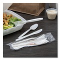 Cutlery | SOLO MOW8Y-0007 Medium Weight PP Kit Wrapped Fork/Knife/Teaspoon/Napkin with Salt and Pepper - White (250/Carton) image number 2