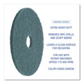 Cleaning & Janitorial Accessories | Boardwalk BWK4017GRE 17 in. Diameter Heavy-Duty Scrubbing Floor Pads - Green (5/Carton) image number 4