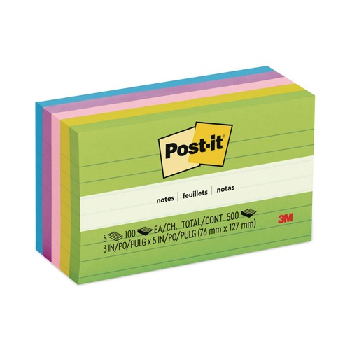 Back to School Sale | Post-it Notes 635-5AU 3 in. x 5 in. Original Note Ruled Pads - Floral Fantasy Collection Colors (5/Pack) image number 0