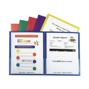 C-Line 32010 11 in. x 8.5 in. Classroom Connector Folders - Clear/Assorted (6/Pack)