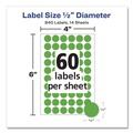 Labels | Avery 05052 0.5 in. Diameter Handwrite Only Self-Adhesive Removable Round Color-Coding Labels - Neon Green (840/Pack) image number 1