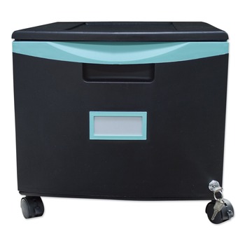 Storex 61270U01C 1 Legal/letter-Size File Drawer 14.75 in. x 18.25 in. x 12.75 in. Single-Drawer Mobile Filing Cabinet - Black/Teal