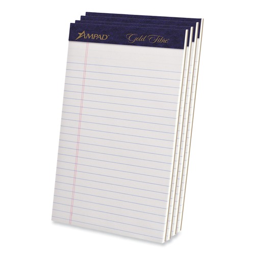 Notebooks & Pads | Ampad 20-018R 5 x 8 Sheets (50) Gold Fibre Narrow Rule Writing Pads - White Sheets (4/Pack) image number 0