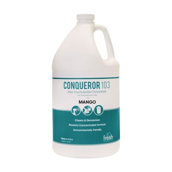  | Fresh Products 103G-F-000I004M-04 Conqueror 103 1 Gallon Bottle Odor Counteractant Concentrate - Mango (4/Carton)