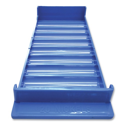 Retail Store Supplies | CONTROLTEK 560561 3.75 x 10.5 x 1.5 Stackable 10-Compartment Plastic Coin Tray - Blue (2/Pack) image number 0