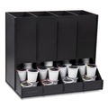 Breakroom Supplies | Mind Reader CPODBK-BLK 14.25 in. x 9 in. x 12.15 in. 4-Compartment Anchor Collection Single Serve Pod Countertop Dispenser - Black image number 1