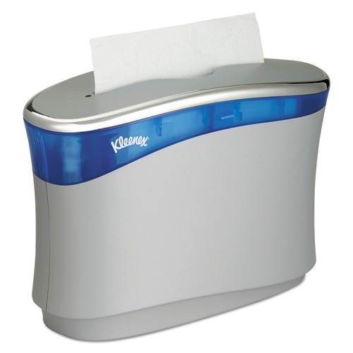 Paper Towel Holders | Kleenex 51904 13.3 in. x 5.2 in. x 9 in. Reveal Countertop Folded Towel Dispenser - Soft Gray/Translucent Blue image number 0