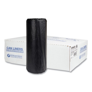 Inteplast Group S386022K 60 gal. 22 microns 38 in. x 60 in. High-Density Commercial Can Liners - Black (150/Carton)