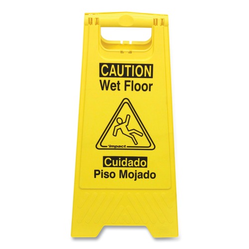 Floor Signs & Safety Signs | Impact 9152W 12.05 in. x 1.55 in. x 24.3 in. Bilingual Wet Floor Sign - Yellow image number 0