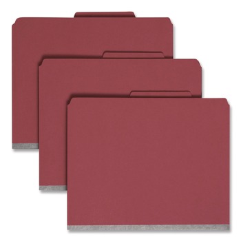 Smead 14031 6-Section Pressboard Top Tab Classification Folders with 6 SafeSHIELD Fasteners - Letter Size/Bright Red (10/Box)