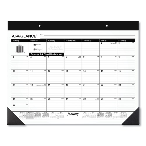 Bulletin Boards | AT-A-GLANCE SK22-00 12-Month (Jan to Dec): 2025 22 in. x 17 in. Monthly Refillable Desk Pad - White Sheets, Black Binding/Black Corners image number 0