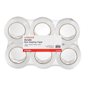 Universal UNV53200 3 in. Core 1.88 in. x 110 Yards Deluxe General-Purpose Acrylic Box Sealing Tape - Clear (6/Pack)